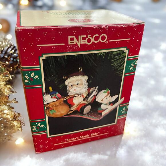 NIB Retired Santa's Magic Ride Flying Carpet Elf Christmas Holiday Ornament 1993 - Picture 2 of 9